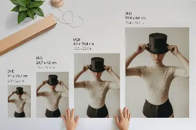 Poster decorativo com estética minimalista de cartola em estilo retrô