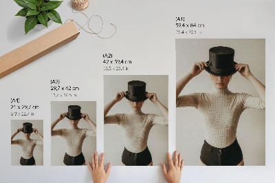 Poster decorativo Elegância retrô, cartola, sutileza, minimalismo