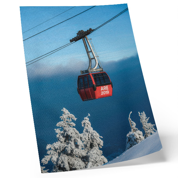 Poster para cozinha Paisagem de inverno, gôndola vermelha, árvores brancas