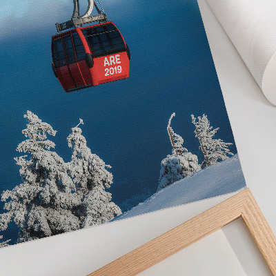 Poster para cozinha Paisagem de inverno, gôndola vermelha, árvores brancas