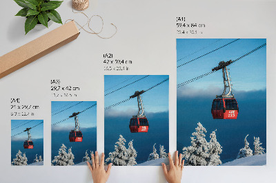 Poster para cozinha Paisagem de inverno, gôndola vermelha, árvores brancas