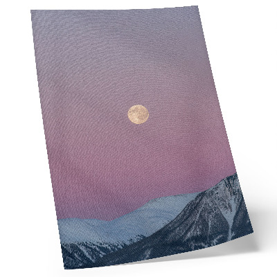 Poster decorativo Montanhas, crepúsculo, lua, céu em tons pastel