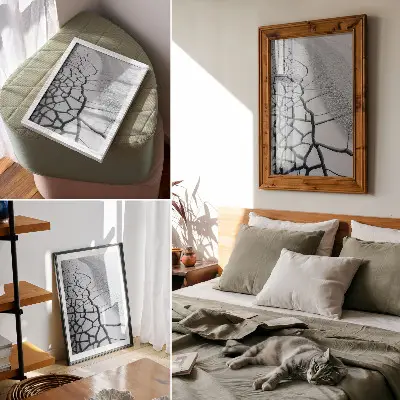 Arte de parede rachaduras de gelo com linhas harmoniosas de beleza invernal