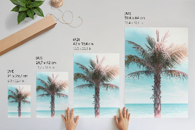 Arte de parede Palmeira sobre o mar azul, céu aveludado, tropical