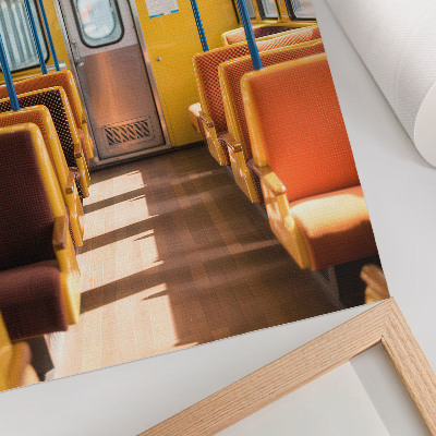 Poster decorativo Interior da carruagem amarela com assentos laranja