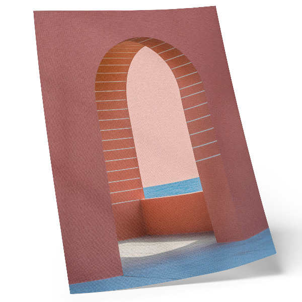Arte de parede Arcos em tons pastel, mar, arquitetura minimalista