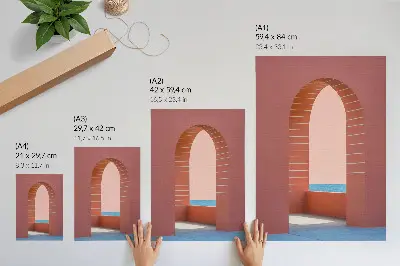 Arte de parede arcos em tons pastel com arquitetura marinha minimalista