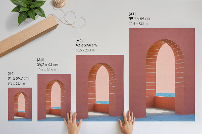 Arte de parede Arcos em tons pastel, mar, arquitetura minimalista