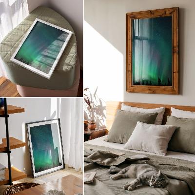 Poster para cozinha Aurora boreal, céu turquesa, estrelas cintilantes