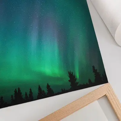 Poster para cozinha com aurora boreal, céu turquesa e estrelas cintilantes