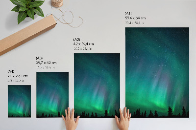 Poster para cozinha Aurora boreal, céu turquesa, estrelas cintilantes