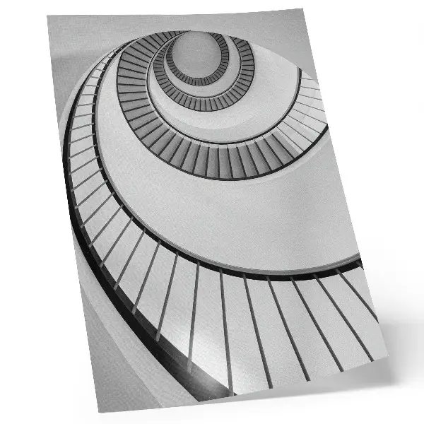 Poster para cozinha com estética de escada em espiral de geometria fascinante e elegante