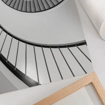 Poster para cozinha com estética de escada em espiral de geometria fascinante e elegante