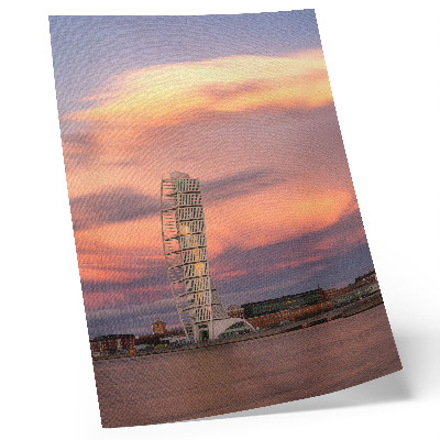 Arte de parede Torre moderna, céu em tons pastel, pôr do sol