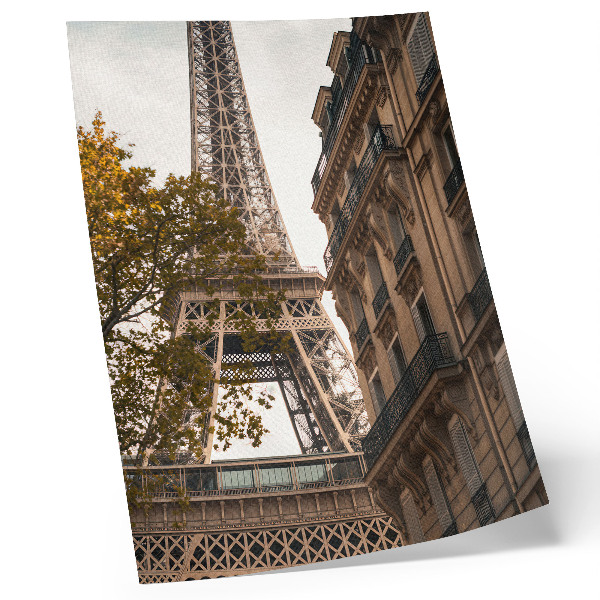 Poster para cozinha Torre Eiffel, arquitetura, árvores, cores quentes