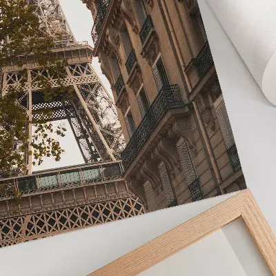 Poster para cozinha com Torre Eiffel, arquitetura, árvores e cores quentes
