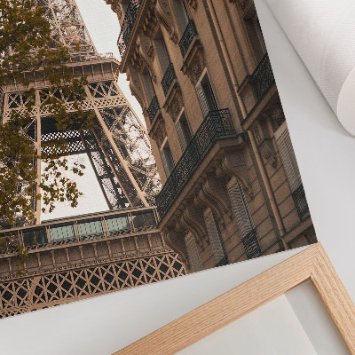Poster para cozinha Torre Eiffel, arquitetura, árvores, cores quentes