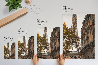 Poster para cozinha Torre Eiffel, arquitetura, árvores, cores quentes