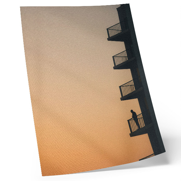 Poster para cozinha Pôr do sol, silhueta de um prédio, paz