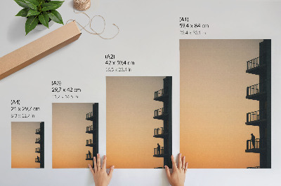 Poster para cozinha Pôr do sol, silhueta de um prédio, paz