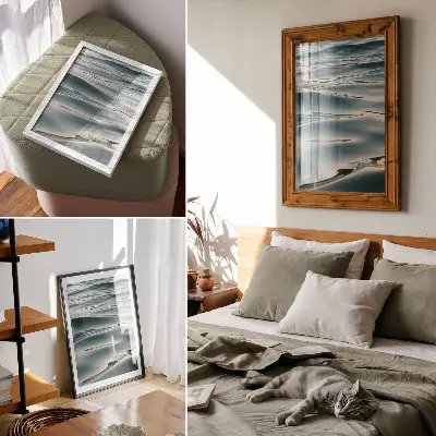 Impressão em tela ondas calmas com tema de harmonia, paz, suavidade e relaxamento