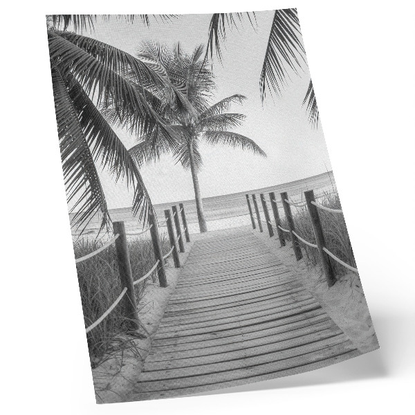 Arte de parede Cais tropical, palmeiras, areia, horizonte infinito