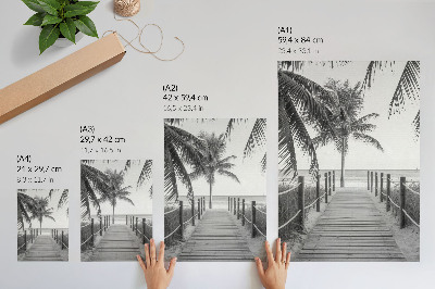 Arte de parede Cais tropical, palmeiras, areia, horizonte infinito