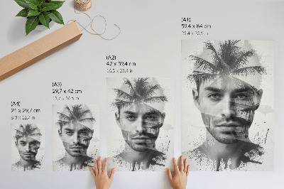 Poster para cozinha Rosto imponente de um homem em estilo minimalista.