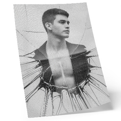 Poster decorativo Retrato em preto e branco com efeito de vidro