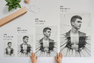 Poster decorativo Retrato em preto e branco com efeito de vidro
