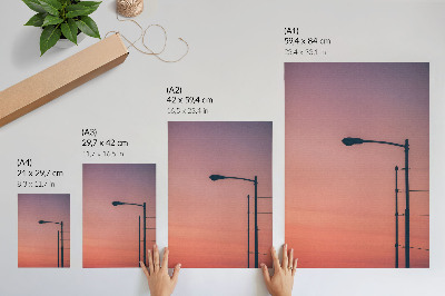 Arte de parede Luminária minimalista, pôr do sol romântico, modernidade.