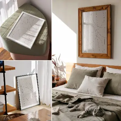 Poster decorativo linhas criativas sobre fundo neutro