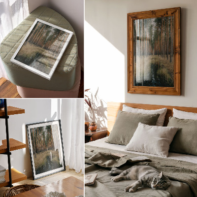 Poster decorativo Paisagem florestal simples, simetria de floresta alta