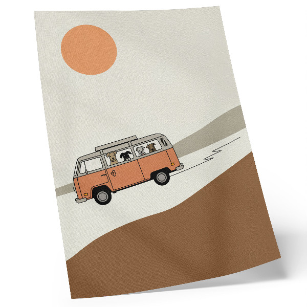 Arte de parede Férias minimalistas em uma caravana laranja