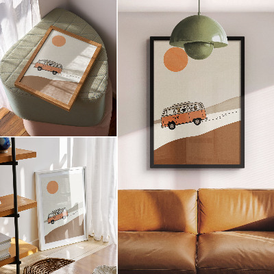Arte de parede Férias minimalistas em uma caravana laranja