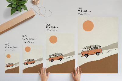 Arte de parede Férias minimalistas em uma caravana laranja