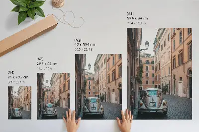 Arte de parede rua com um carro e arquitetura clássica