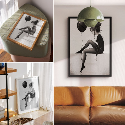 Poster decorativo Figura na borda com um balão refletindo emoções