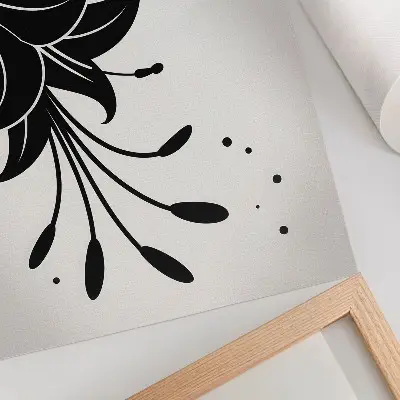 Arte de parede beija-flor e flor em contraste sobre fundo branco