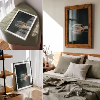 Poster decorativo castor na água com natureza pacífica e vida selvagem