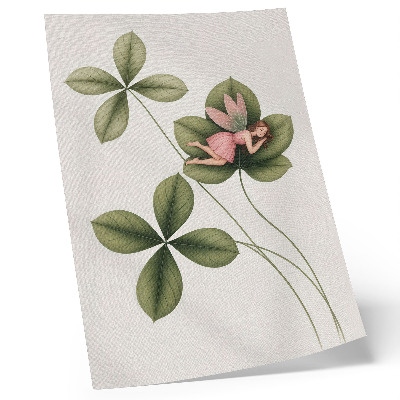 Arte de parede Fada das folhas verdes com vestido rosa