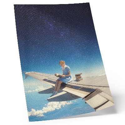 Poster decorativo Garota na asa de um avião, universo dos livros