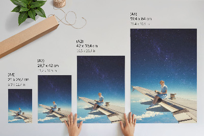 Poster decorativo Garota na asa de um avião, universo dos livros