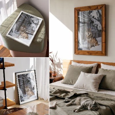 Poster decorativo Lobo na floresta de inverno, natureza, silêncio, elegância