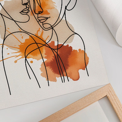 Impressão em tela Contorno facial com manchas laranjas em estilo moderno