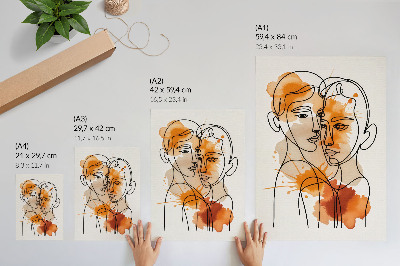 Impressão em tela Contorno facial com manchas laranjas em estilo moderno