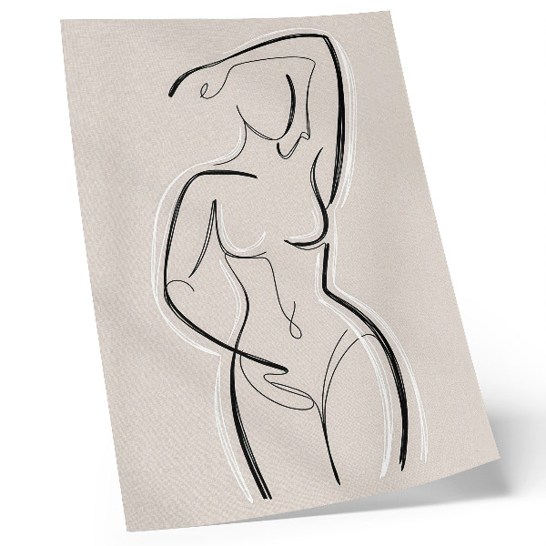Poster para cozinha Silhueta minimalista de uma mulher sobre um fundo bege.