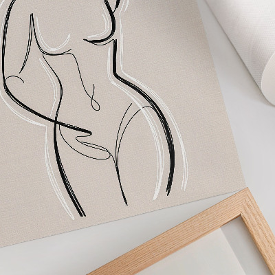Poster para cozinha Silhueta minimalista de uma mulher sobre um fundo bege.
