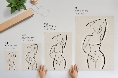 Poster para cozinha Silhueta minimalista de uma mulher sobre um fundo bege.
