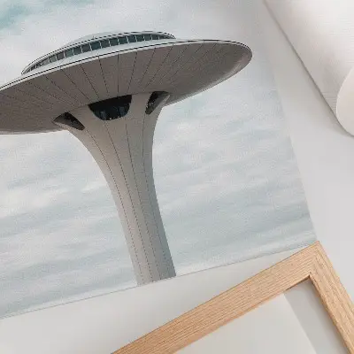 Poster para cozinha edifício futurista contra o céu